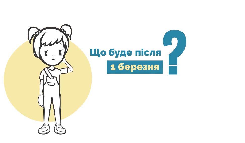 на малюнку дівчинка та напис "Що буде після 1 березня?"