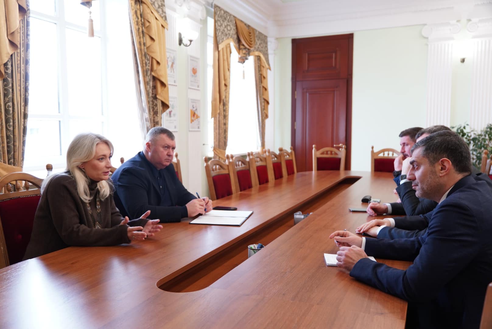 |Уповноважений Верховної Ради України з прав людини Дмитро Лубінець, Перша заступниця Начальника ОВА Наталя Заболотна, голова Вінницької обласної Ради Вячеслав Соколовий та учасники зустрічі