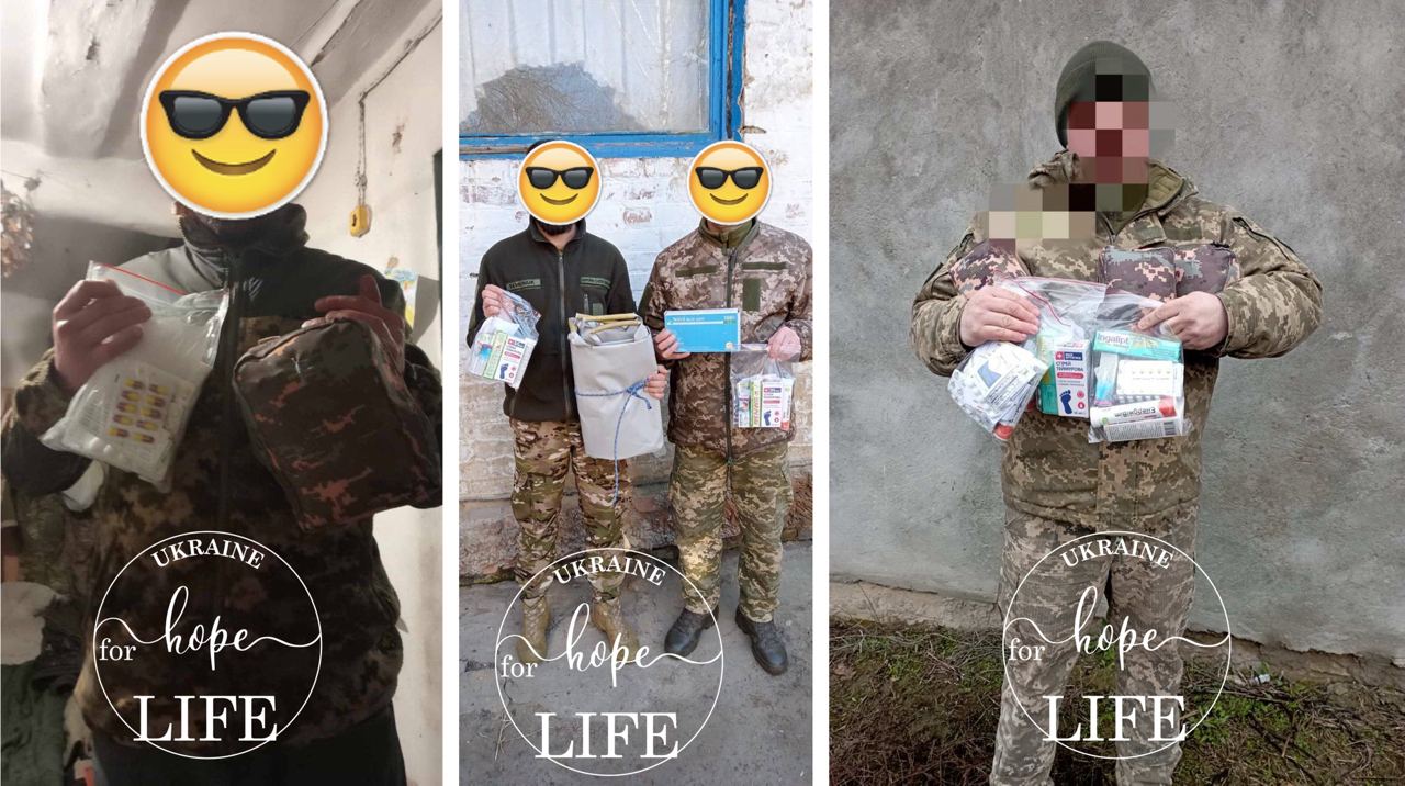 Фото військовослужбовців з гуманітарною допомогою