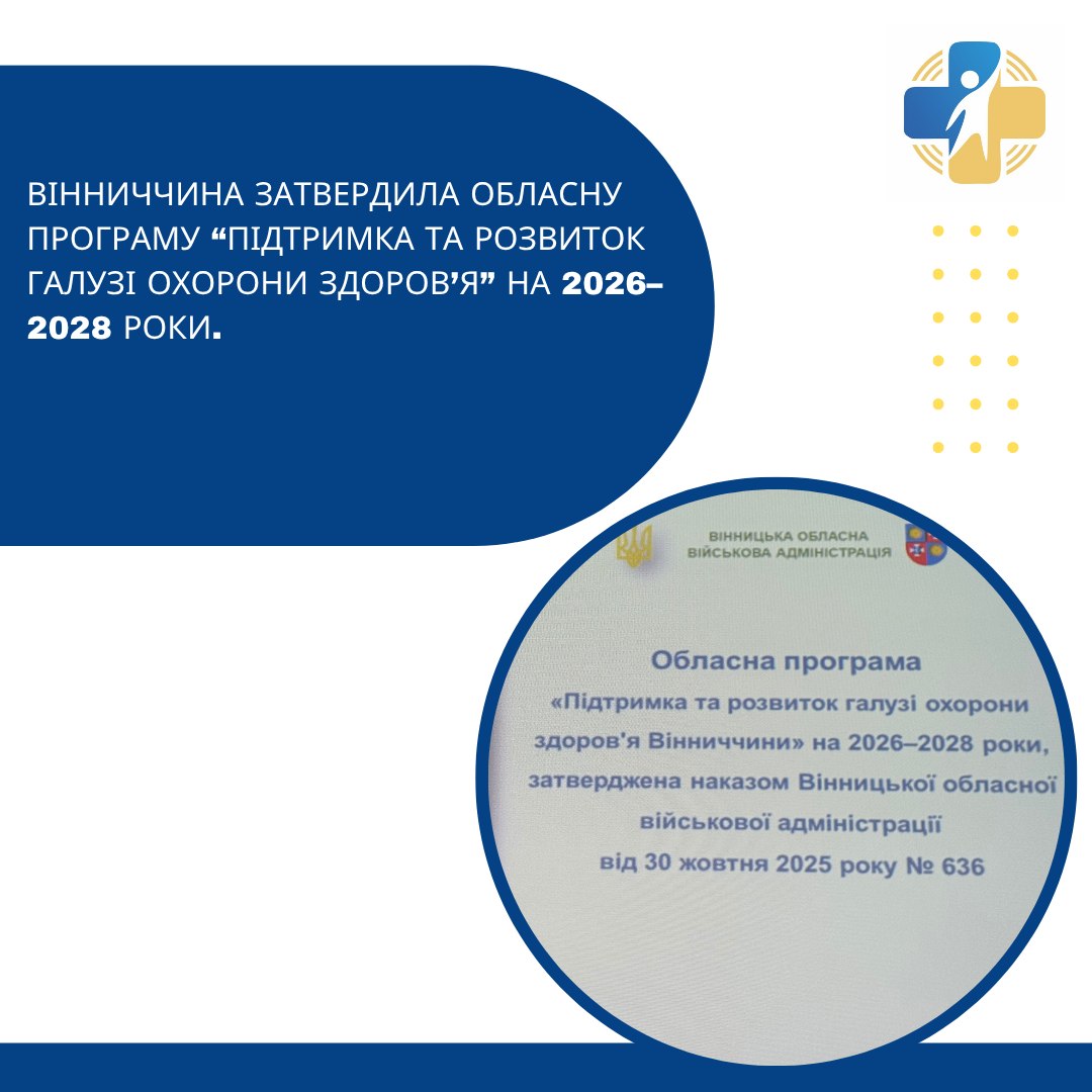 Вінниччина затвердила обласну програму “Підтримка та розвиток галузі охорони здоров’я” на 2026–2028 роки